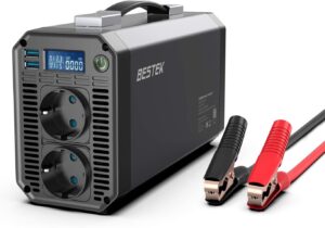 BESTEK Convertisseur 12v 220v 230v 200W Prise Allume Cigare Transformateur  de Tension, 4 Ports USB et 2 Prises EU
